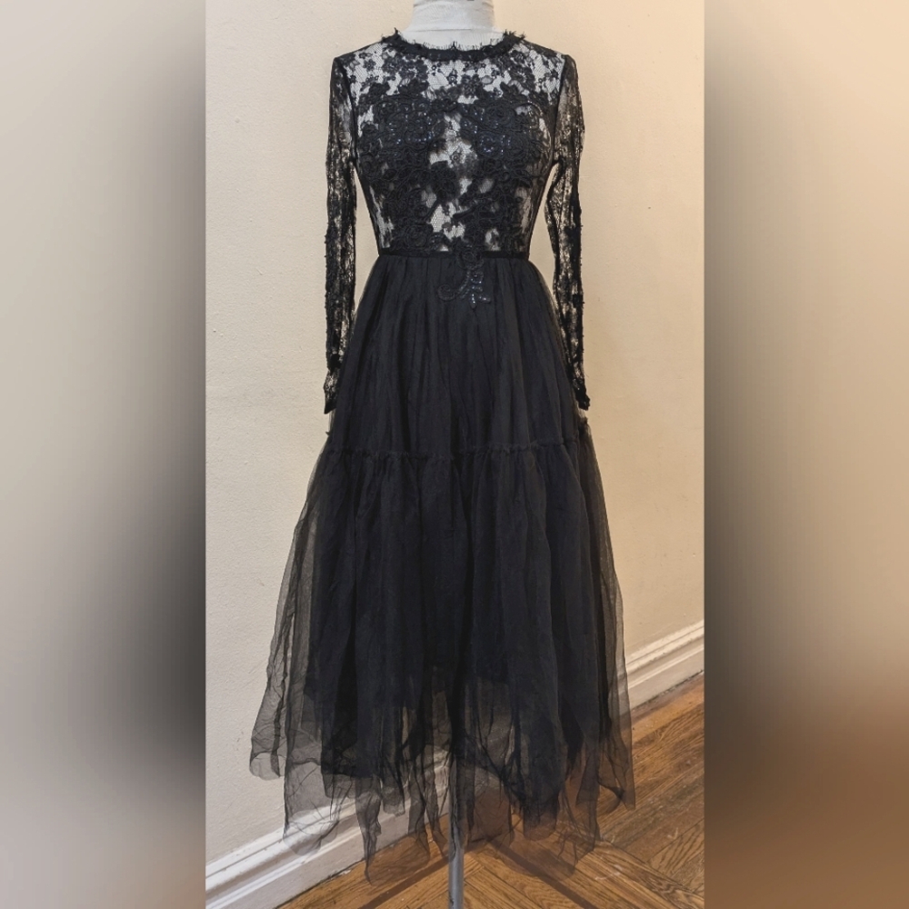 BEA-Z Gothic Black Lace & Tulle Dress - Size XS - Picture 3 of 12